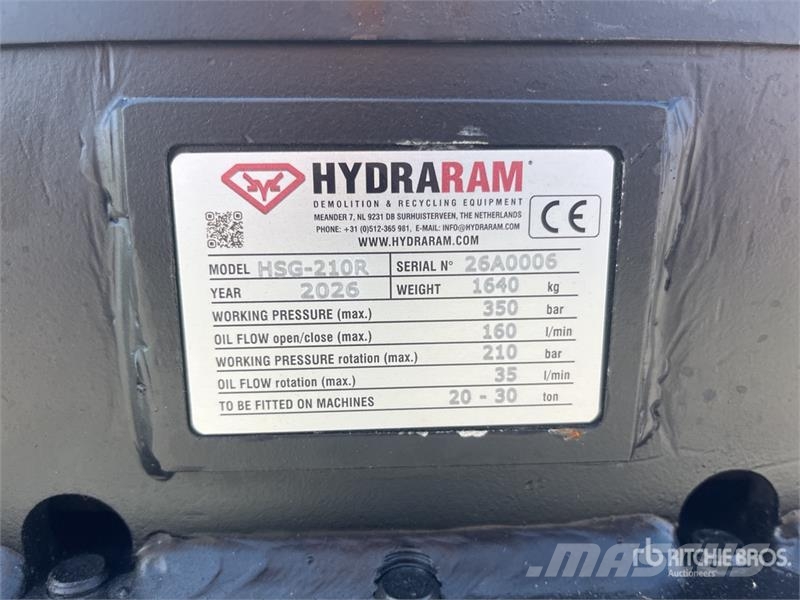 Hydraram HSG-210R Q/C Rotating Demolition Grapple (Unused) خطاطيف