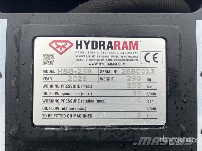 Hydraram HSG-25R Q/C Rotating Demolition Grapple (Unused) Grapples
