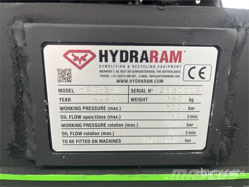 Hydraram HSG-34R Q/C Rotating Demolition Grapple (Unused) Grapples