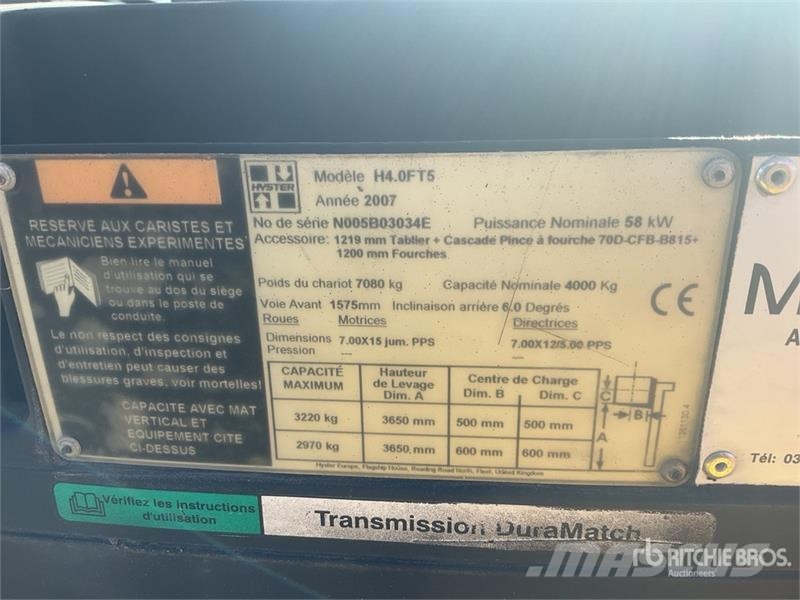 Hyster H4.0FT5 4000 kg Forklift (Inoperable) Heftrucks overige