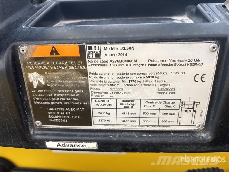 Hyster J3.5XN 3500 kg Electric Forklift (Inoperable) Elektromos targoncák