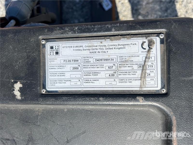 Hyster P 2.0S FWB 2000 kg Electric Pallet Jack Jekketralle