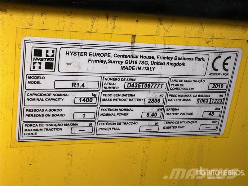 Hyster R1.4 Reach Truck شاحنة مناولة
