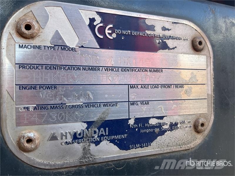 Hyundai HX140LC Tracked Excavator Crawler excavators