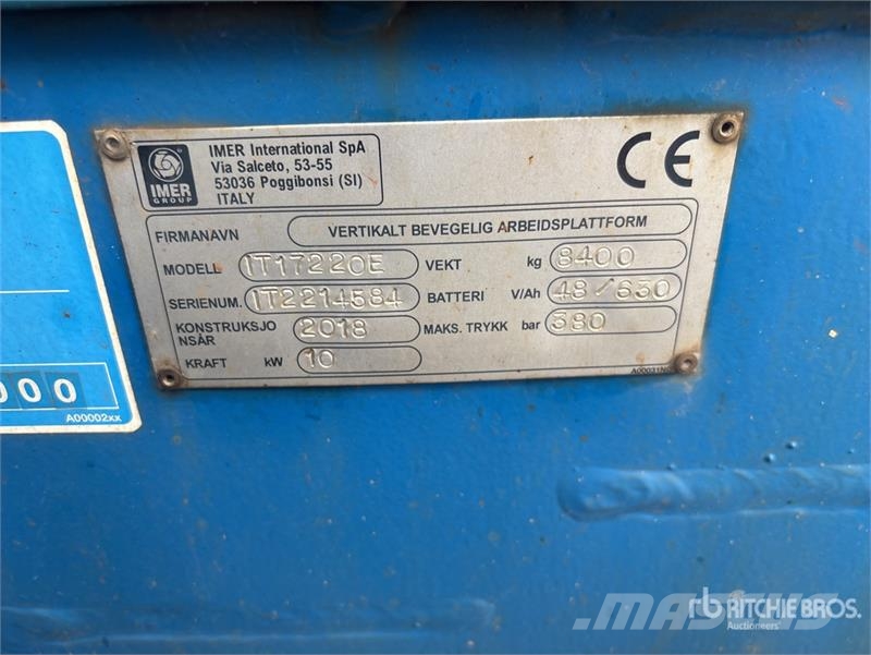 Imer IT17220E Electric Scissor Lift (Inoperable) Makazaste platforme
