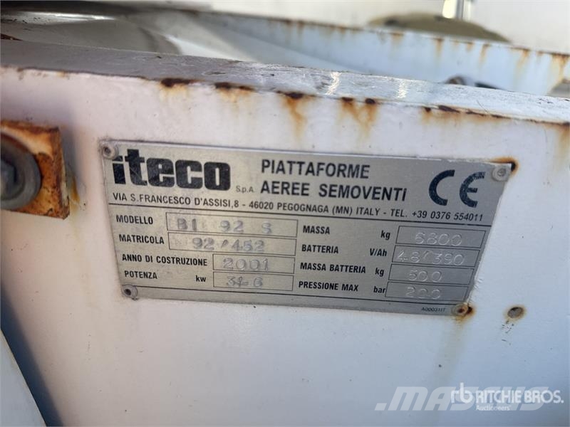 Iteco BI92S Electric Articulating Boom Lift Plataformas elevatórias articuladas