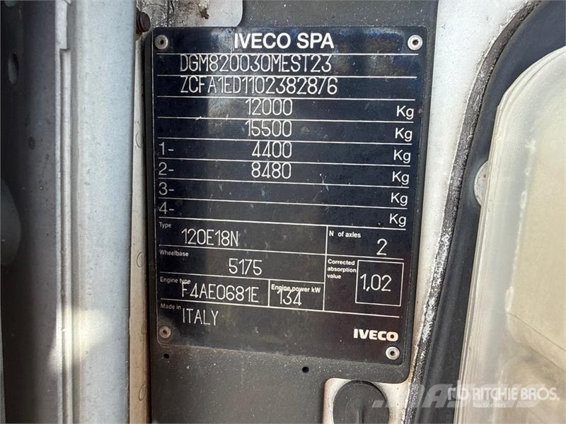 Iveco F40A.23 995 kg on Iveco ML120E18 4x2 Flatbed Truck Nosturiautot