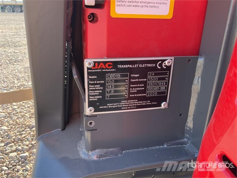 JAC CBD15 Electric Pallet Jack (Unused) شاحنة يدوية بمنصة نقالة