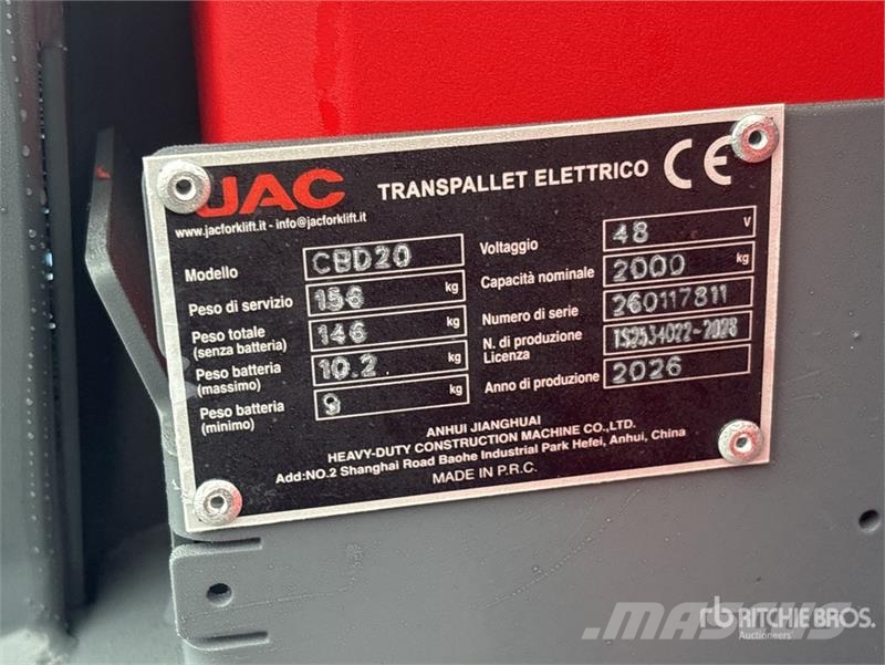 JAC CBD20 2000 kg Electric Pallet Jack (Unused) Jekketralle