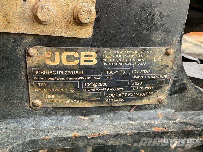 JCB 16C-1 Mini Excavator Minigraafmachines < 7t