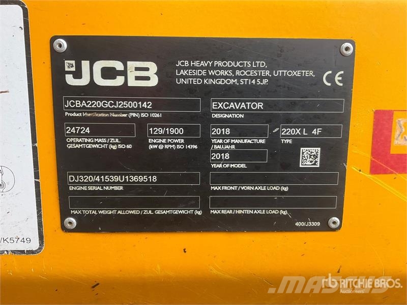 JCB 220X L Tracked Excavator 履帶式 挖土機/掘鑿機/挖掘機