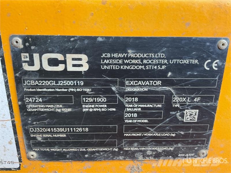 JCB 220X LC Tracked Excavator Gravemaskiner på larvebånd