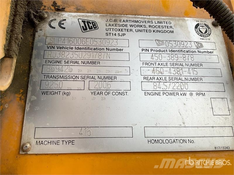 JCB 416 Wheel Loader Utovarivači na kotačima