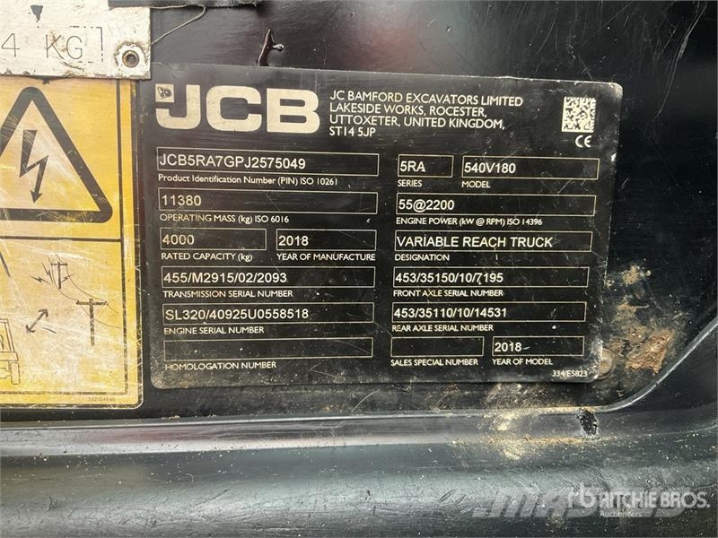 JCB 540-180 Telehandler Teleskopické manipulátory