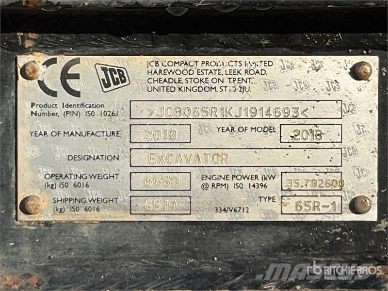 JCB 65R Mini Excavator Mini ekskavatori < 7 t