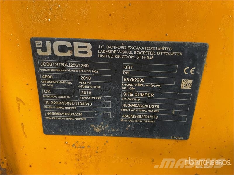 JCB 6ST 6 ton 4x4 Swivel Cab Dumper Väikekallurid