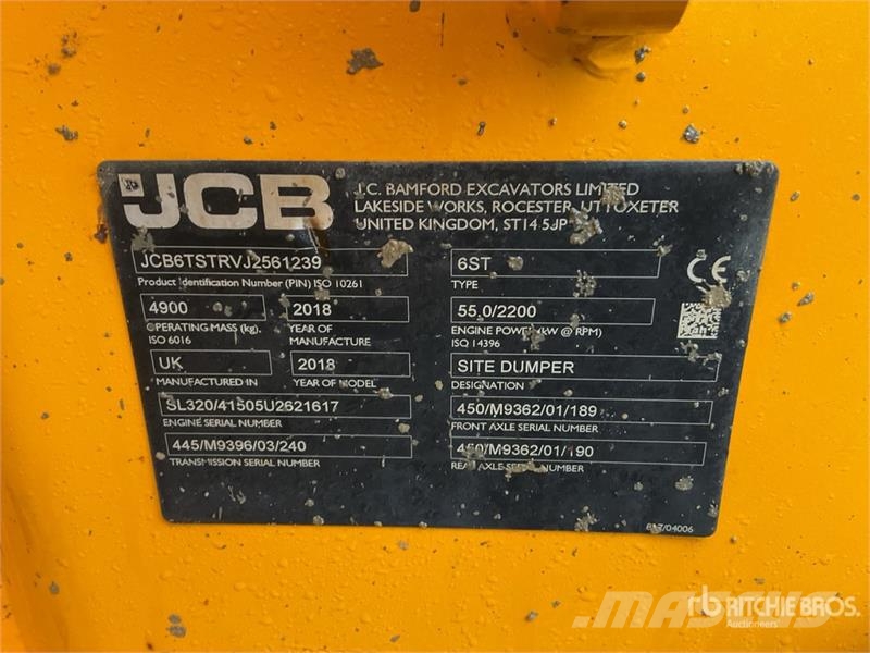 JCB 6ST 6 ton 4x4 Swivel Cab Dumper Väikekallurid
