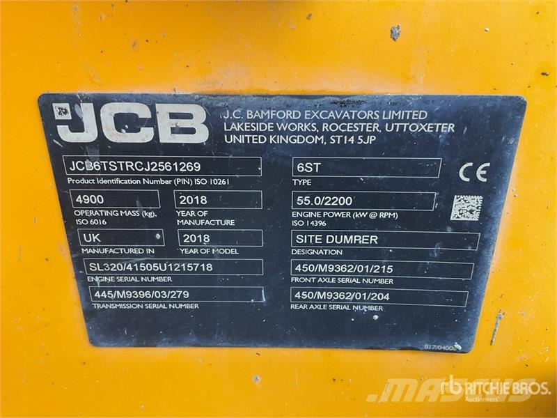 JCB 6ST 6 ton 4x4 Swivel Cab Dumper Mini pašizgāzēji