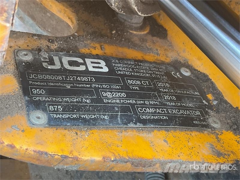 JCB 8008 Mini ekskavatoriai < 7 t