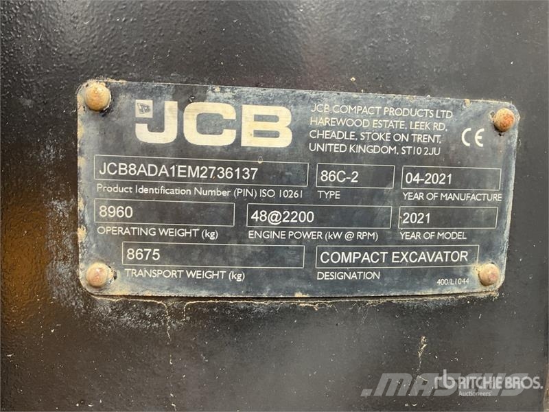 JCB 86C-2 Tracked Excavator Crawler excavators