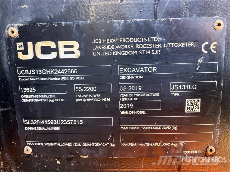 JCB JS131 Tracked Excavator Crawler excavators