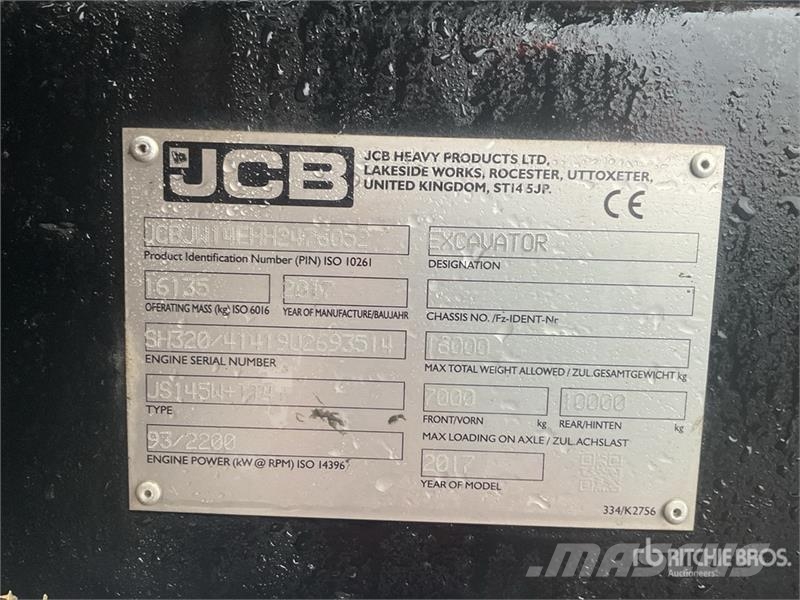 JCB JS145W+ Wheel Excavator Wielgraafmachines