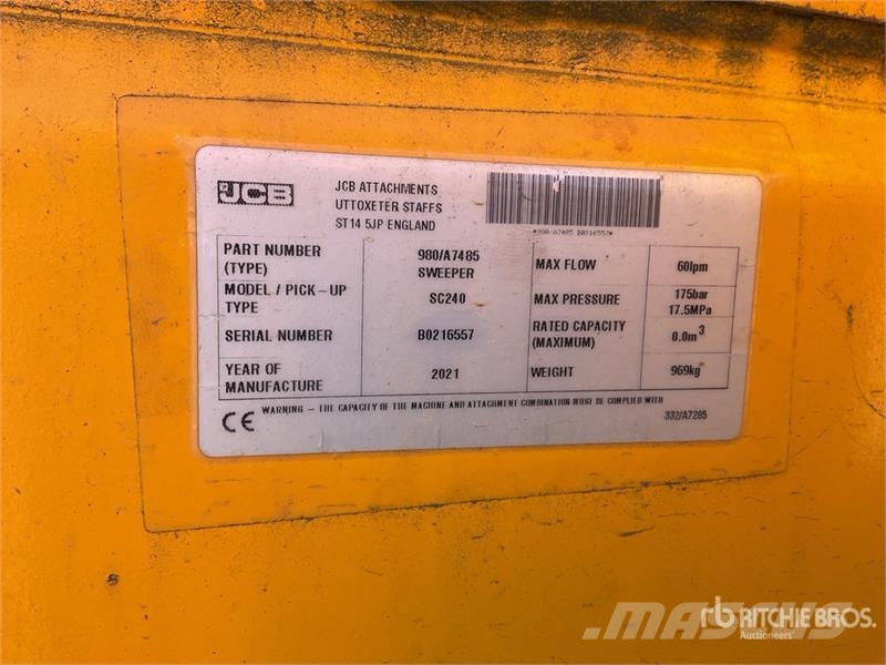 JCB SC240 2440 mm 969 kg Sweeper Attachment Brushes