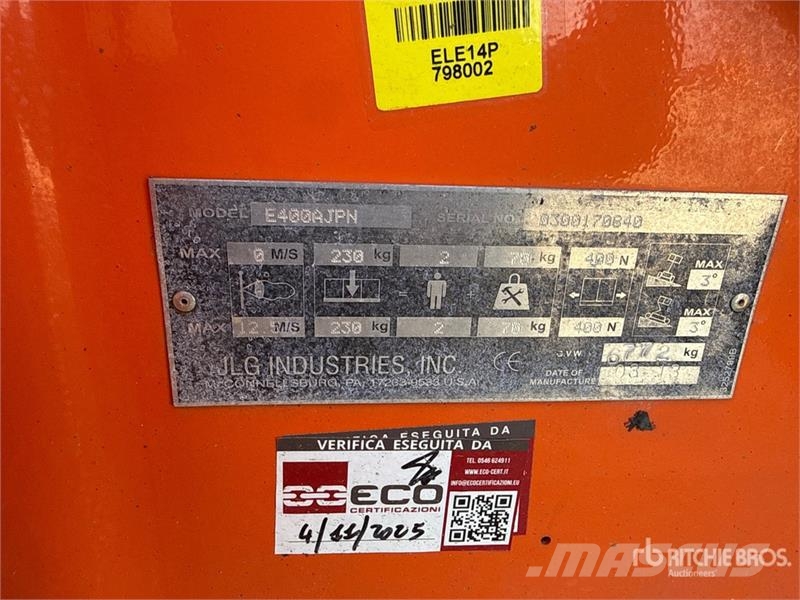 JLG E400AJPN Electric Articulating Boom Lift Iseliikuvad poomtõstukid