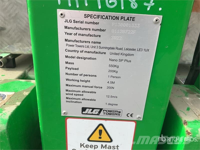 JLG Power Tower Nano SP Plus Vertical Mast Lift (Inope Vertical mast lifts
