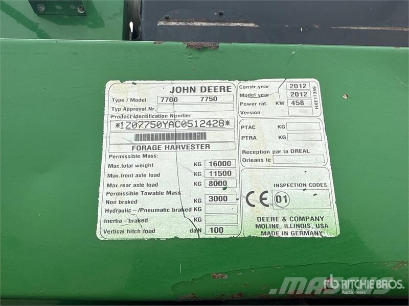 John Deere 7750 Pro Drive Forage Harvester حصادات الأعلاف