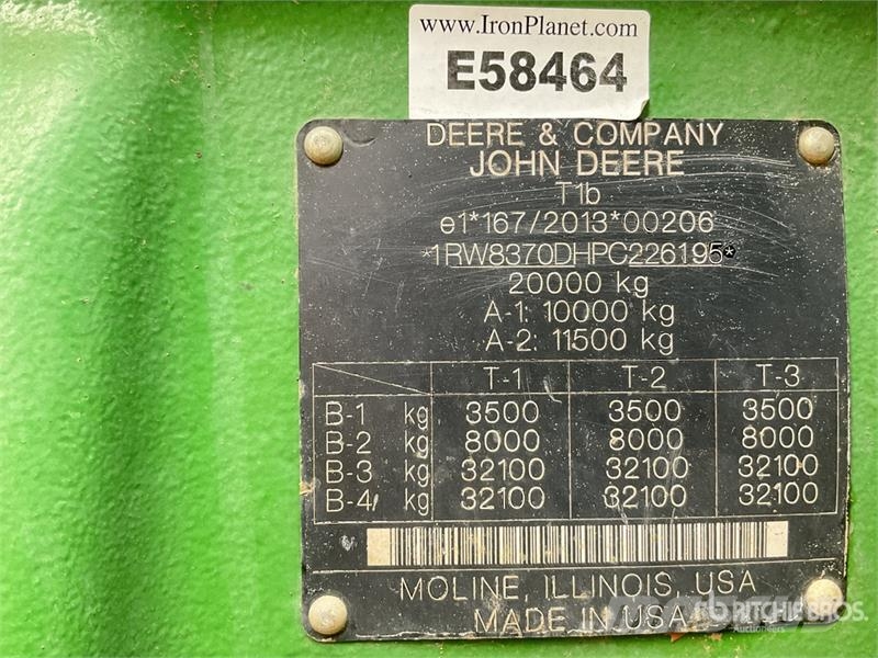 John Deere 8R 370 4WD Tractor Ciągniki rolnicze