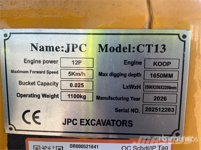 JPC CT13 Mini Excavator (Unused) Mini bageri < 7t
