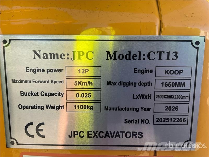 JPC CT13 Mini Excavator (Unused) Mini bageri < 7t