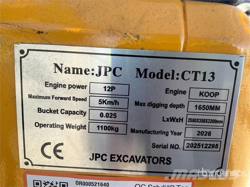 JPC CT13 Mini Excavator (Unused) Miniexcavadoras