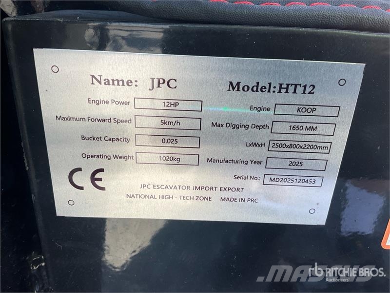 JPC HT12 Mini Excavator (Unused) حفارات صغيرة أقل من 7 طن (حفارات صغيرة)