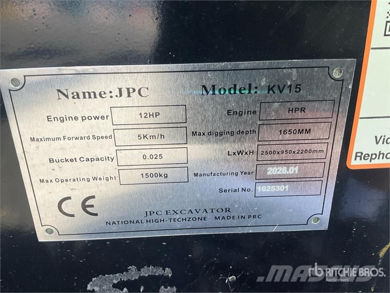 JPC KV15 Mini Excavator (Unused) حفارات صغيرة أقل من 7 طن (حفارات صغيرة)