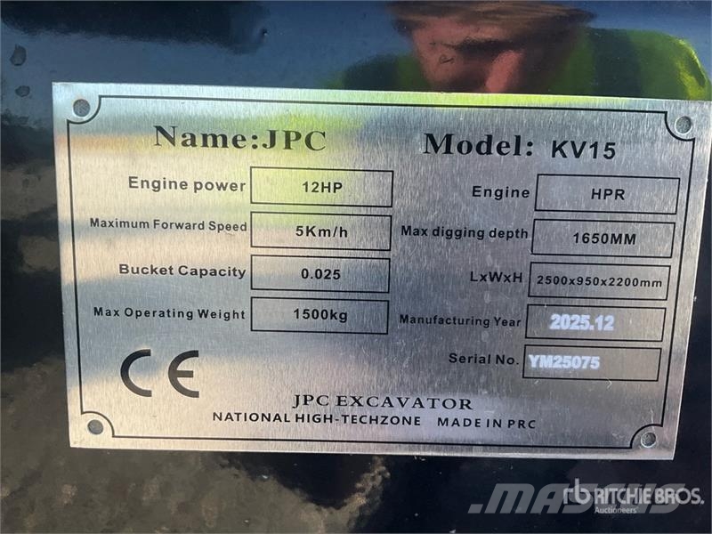JPC KV15 Mini Excavator (Unused) حفارات صغيرة أقل من 7 طن (حفارات صغيرة)