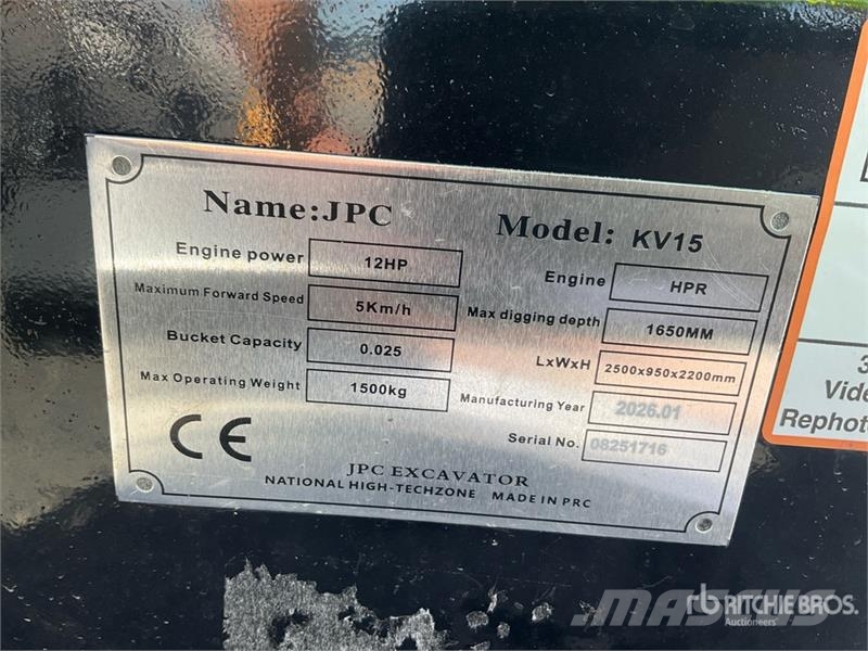 JPC KV15 Mini Excavator (Unused) حفارات صغيرة أقل من 7 طن (حفارات صغيرة)