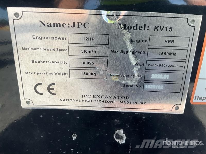 JPC KV15 Mini Excavator (Unused) حفارات صغيرة أقل من 7 طن (حفارات صغيرة)