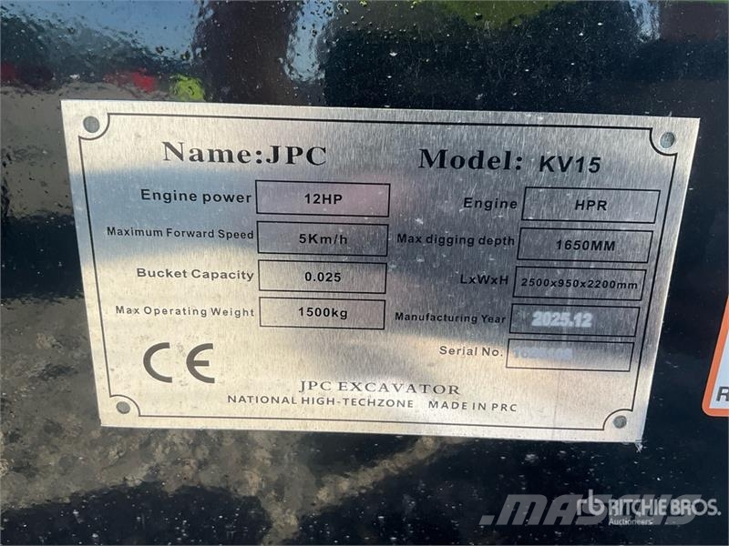 JPC KV15 Mini Excavator (Unused) حفارات صغيرة أقل من 7 طن (حفارات صغيرة)