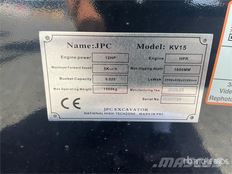 JPC KV15 Mini Excavator (Unused) حفارات صغيرة أقل من 7 طن (حفارات صغيرة)
