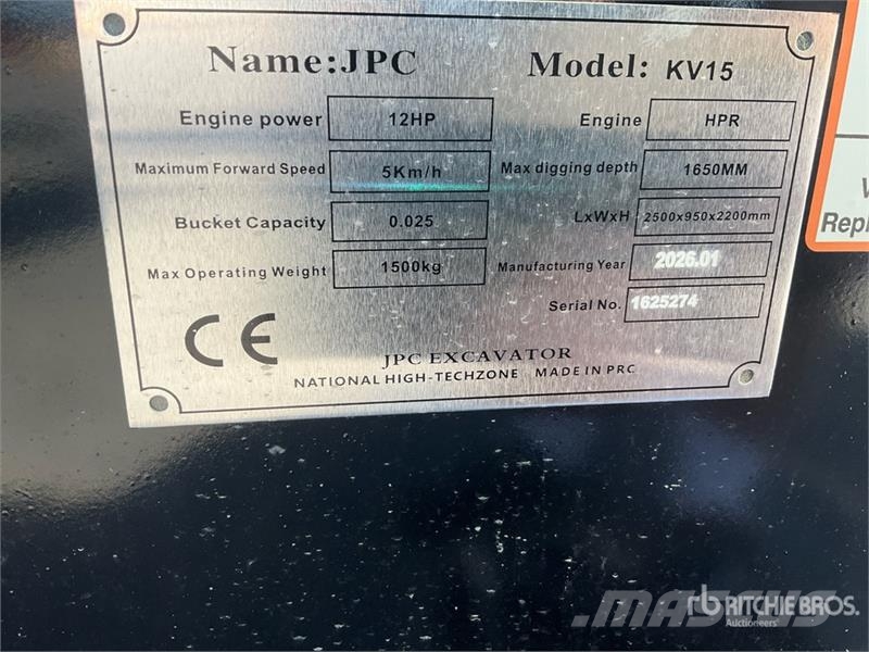 JPC KV15 Mini Excavator (Unused) حفارات صغيرة أقل من 7 طن (حفارات صغيرة)