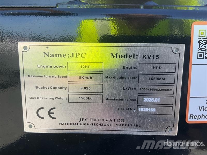 JPC KV15 Mini Excavator (Unused) Miniexcavadoras