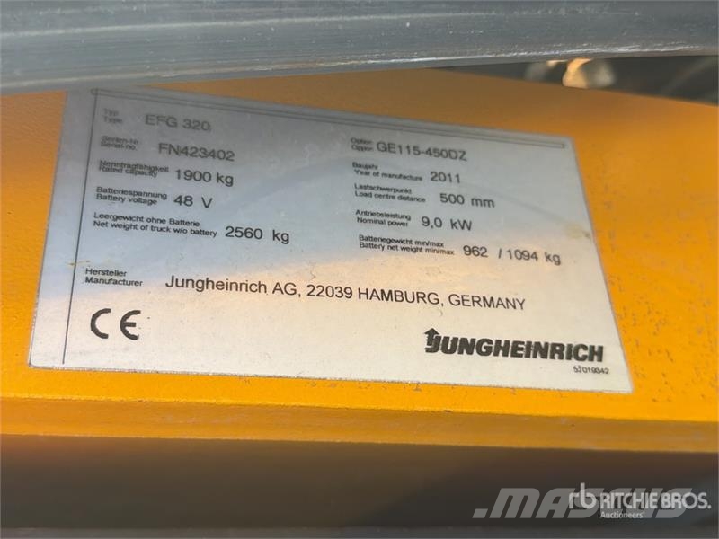 Jungheinrich EFG320 1900 kg Electric Forklift شاحنات ذات رافعات شوكية تعمل بالكهرباء