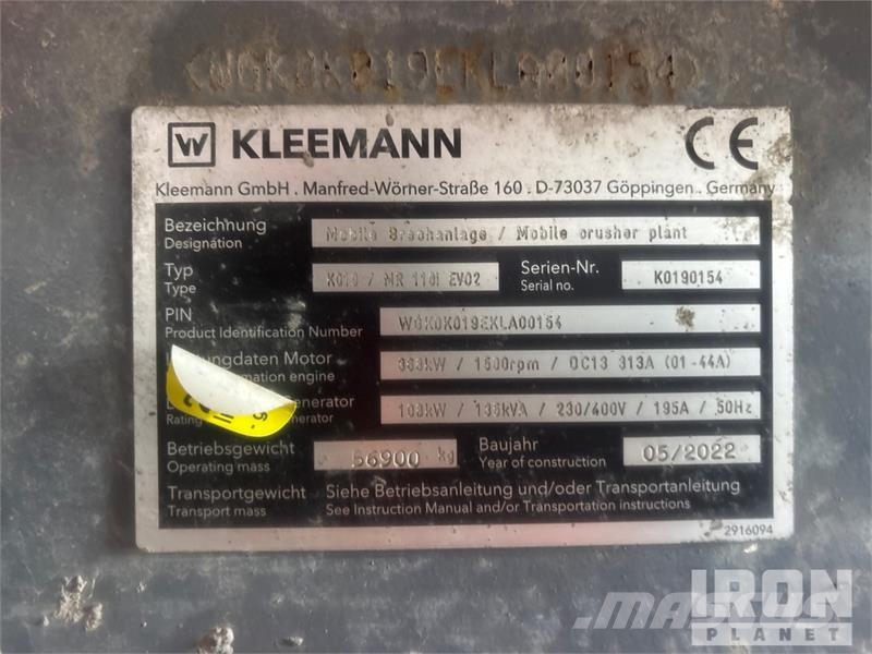 Kleemann MR110I Evo2 Impact Crusher Двигуни і приводи