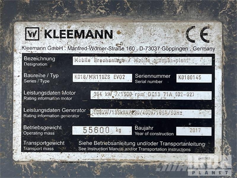 Kleemann MR110Zs EVO2 Impact Crusher Motoren und Getriebe