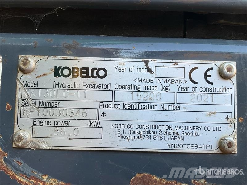 Kobelco SK130LC-11 Tracked Excavator Gravemaskiner på larvebånd