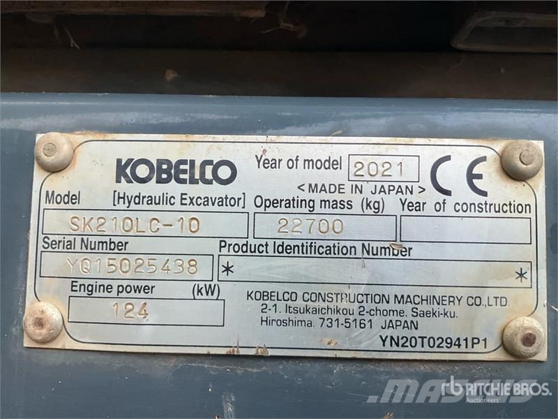 Kobelco SK210LC-10 Tracked Excavator Lánctalpas kotrók
