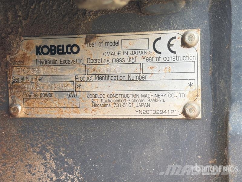 Kobelco SK28SR-6E Mini-Pelle Mini Excavator Mini bagri <7t