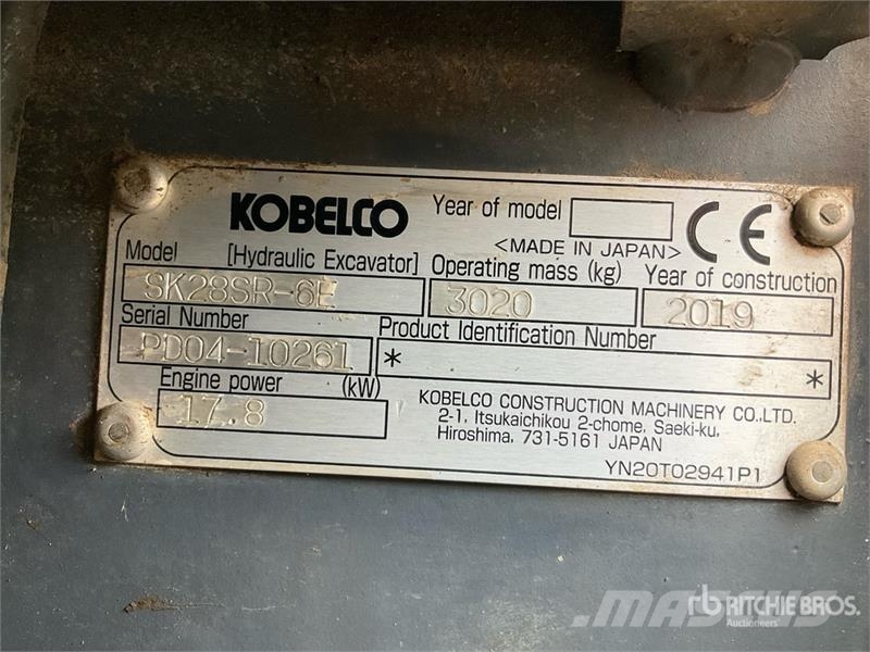Kobelco SK28SR-6E Mini Excavator Mini kotrók < 7t